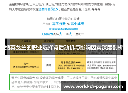 纳英戈兰的职业选择背后动机与影响因素深度剖析 纳英戈兰的职业选择背后动机与影响因素深度剖析