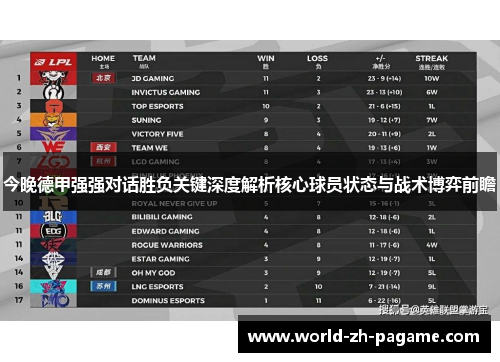 今晚德甲强强对话胜负关键深度解析核心球员状态与战术博弈前瞻 今晚德甲强强对话胜负关键深度解析核心球员状态与战术博弈前瞻
